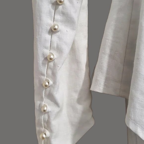 VTG 80s Jessica McClintock Edwardian Ivory Linen Skirt Set - Picture 4 of 16